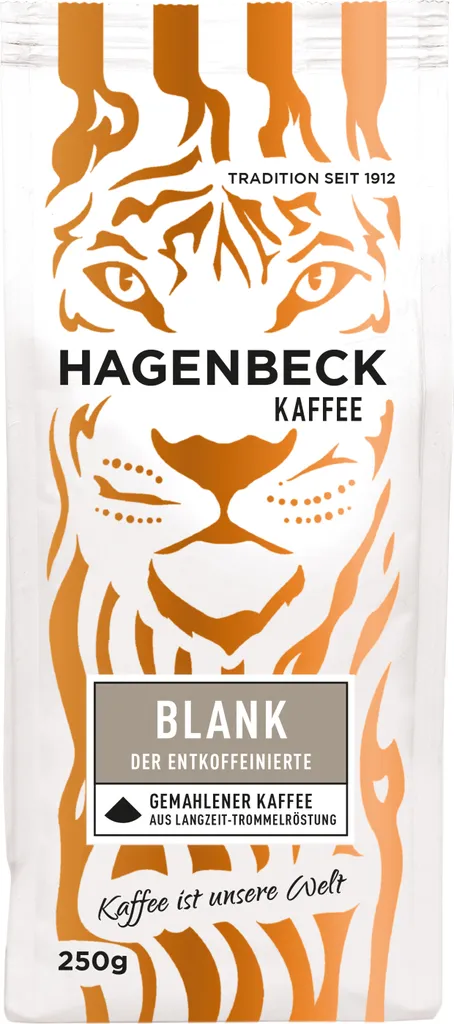 HAGENBECK - Coffee - Plain Decaffeinated - Roasted Coffee - Ground Coffee Beans - 250g - 100% Arabica - AROMATIC - MILD - LOW ACID - DECAFFEINATED