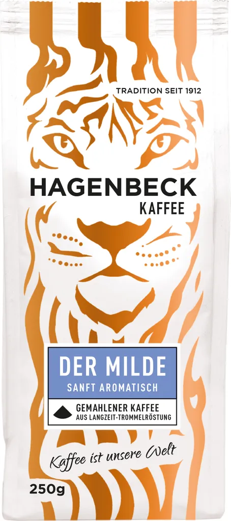 HAGENBECK - Coffee - The Mild - Roasted Coffee - Ground Coffee Beans - 250g - 100% Arabica - MILD - LOW ACIDITY - BALANCED FLAVOR
