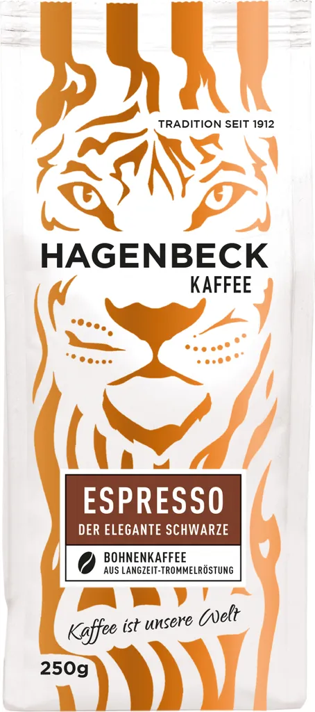 HAGENBECK Coffee, Espresso, Roasted Coffee, Whole Coffee Beans, 250g