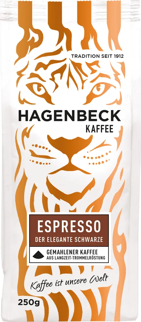 HAGENBECK - Coffee - Espresso - Roasted Coffee - Ground Coffee Beans - 250g - AROMATIC - STRONG - FINE CREMA