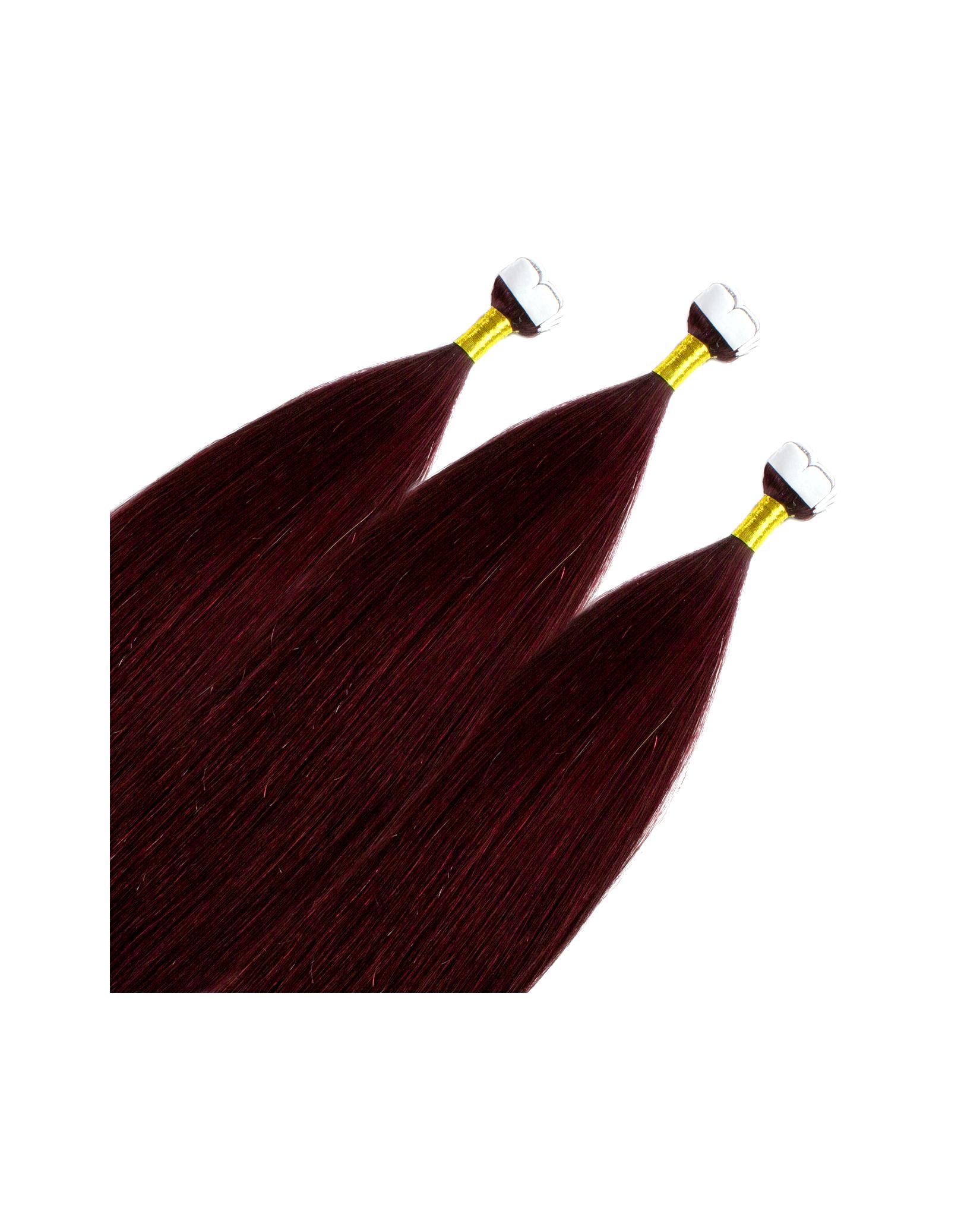 hair2heart Extensions Mini Tape Extensions Premium Real Hair #55/66 Light Brown Intensive Violet-Intense