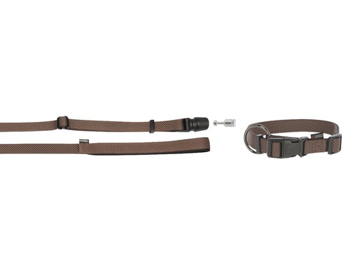 Collar and leash GoLeyGo Flat 20 mm 140-200 cm brown