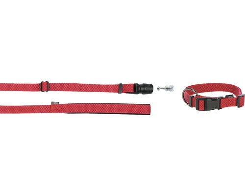 Collar and leash GoLeyGo Flat 20 mm 140-200 cm red