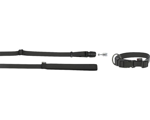 Collar and leash GoLeyGo Flat 20 mm 140-200 cm black