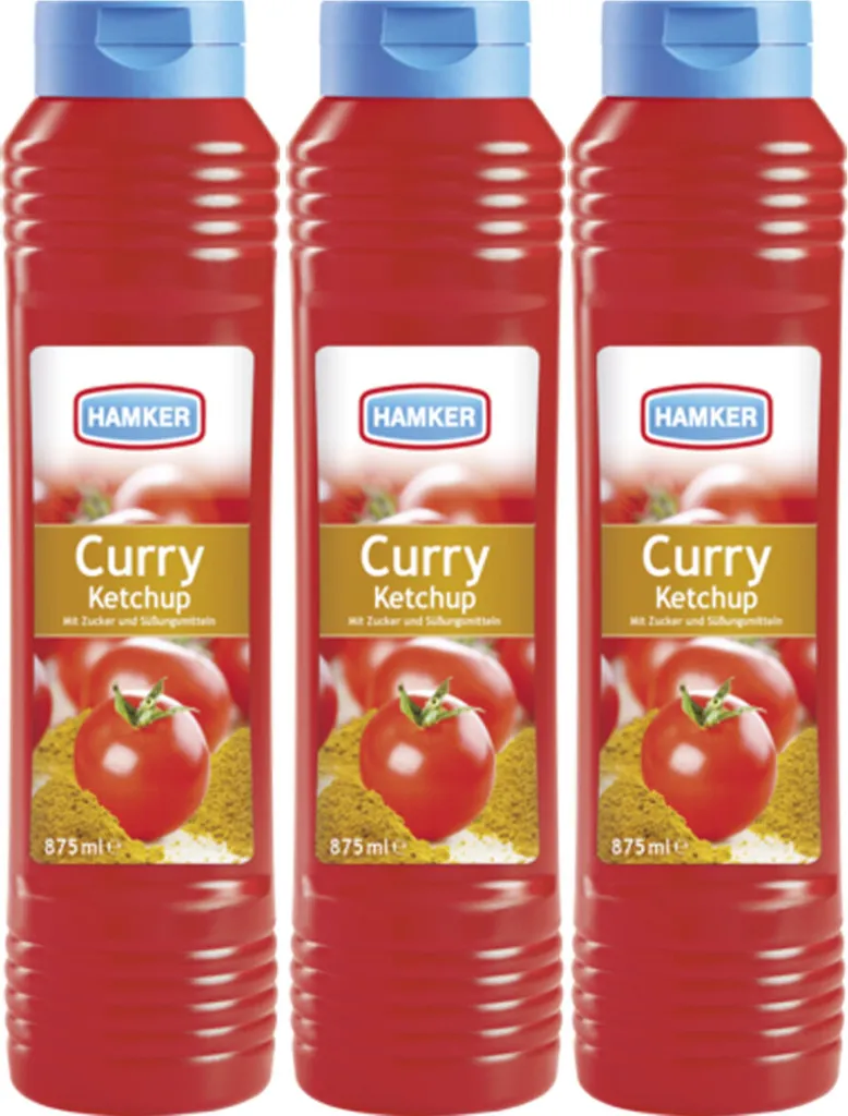 Hamker Tomaten Ketchup für Pommes Steak und gegrilltem 875ml 3er Pack