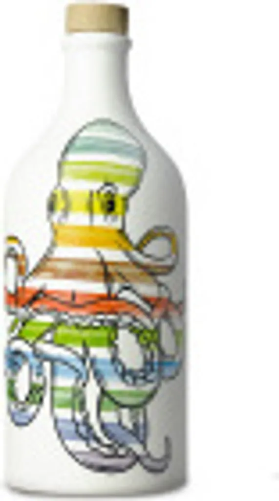 Handgemachter Keramiktonkrug Polpo mit Monokultivarem Nativem Olivenöl Extra Peranzana 500 ml Frantoio Muraglia