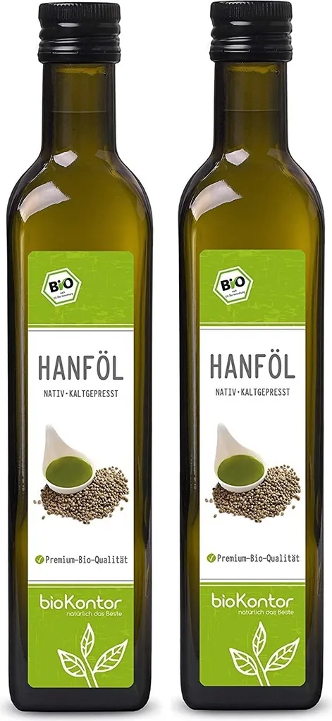 Hanfsamenöl 2x 500ml (1000 ml) I absolut rein - nativ und kaltgepresst von bioKontor