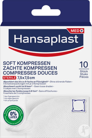 Hansaplast soft compresses 7.5x7.5cm sterile 10 pieces