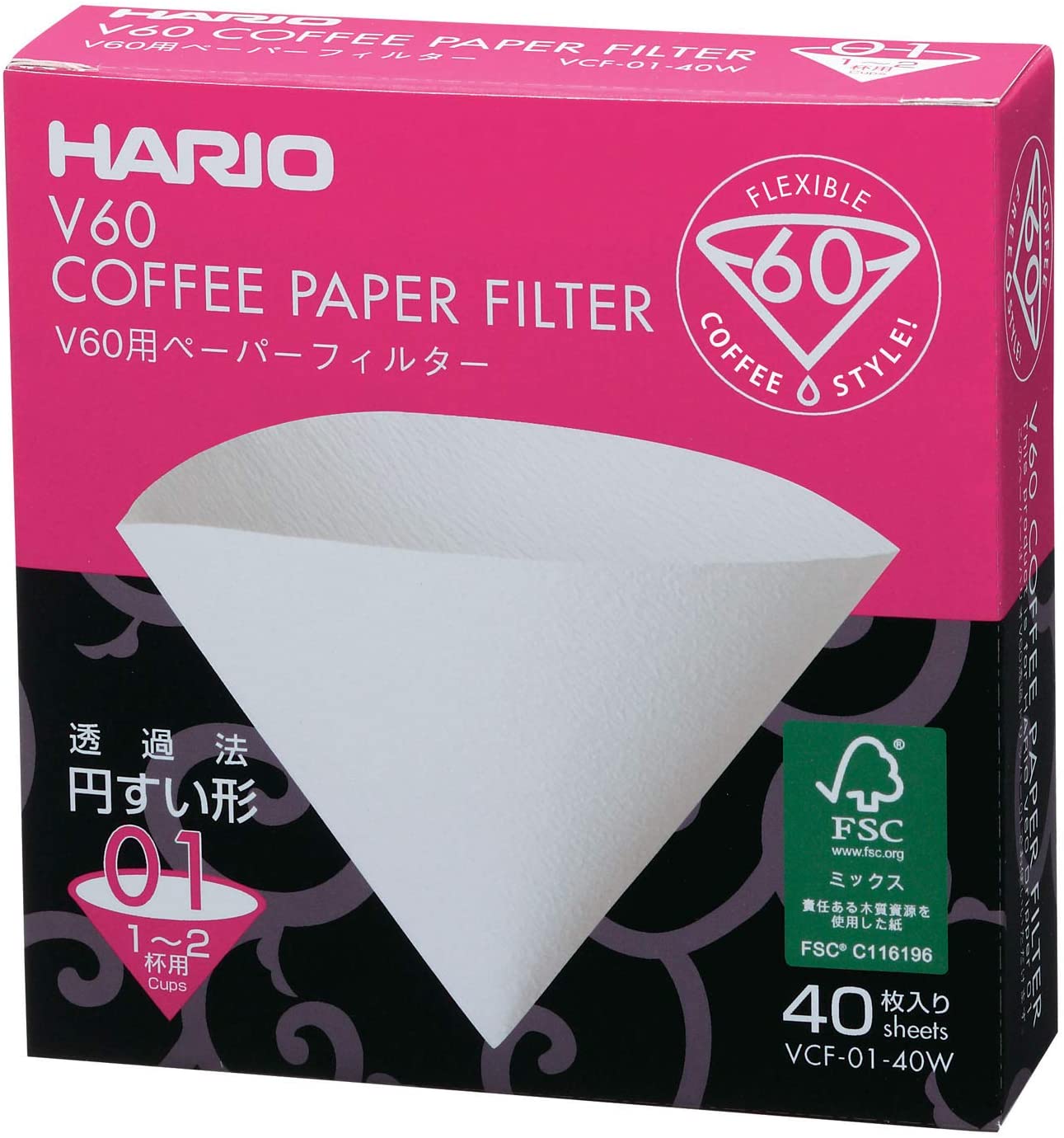 Hario Paper Filters for Drip V60-01 (Pack of 40)
