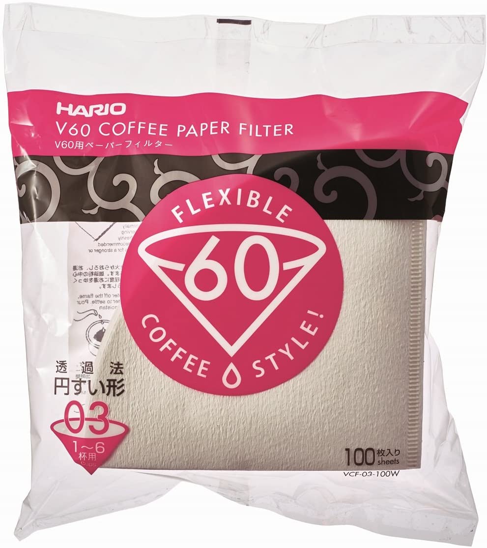 Hario VCF-03-100W 1-Piece Paper Count Coffee Filter, White
