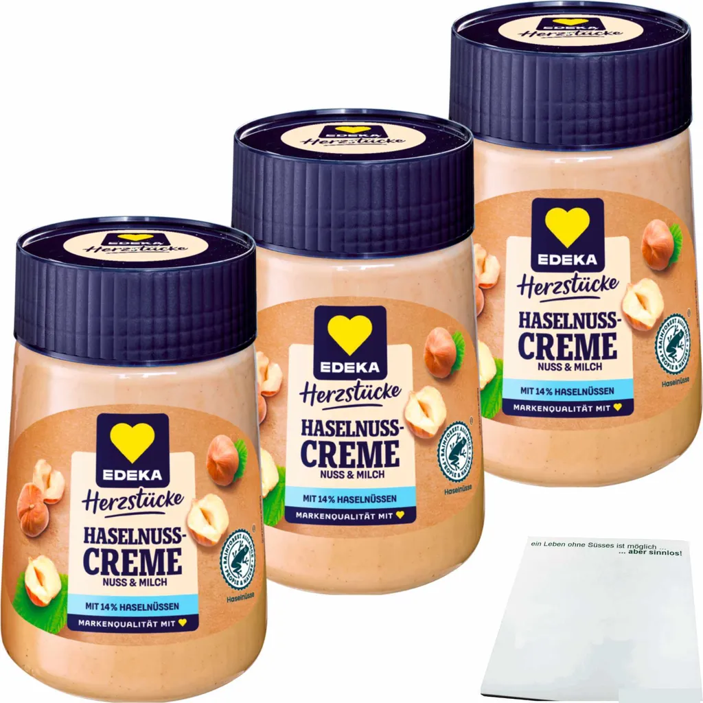 Haselnuss-Creme 3er Pack (3x400g Glas) + usy Block