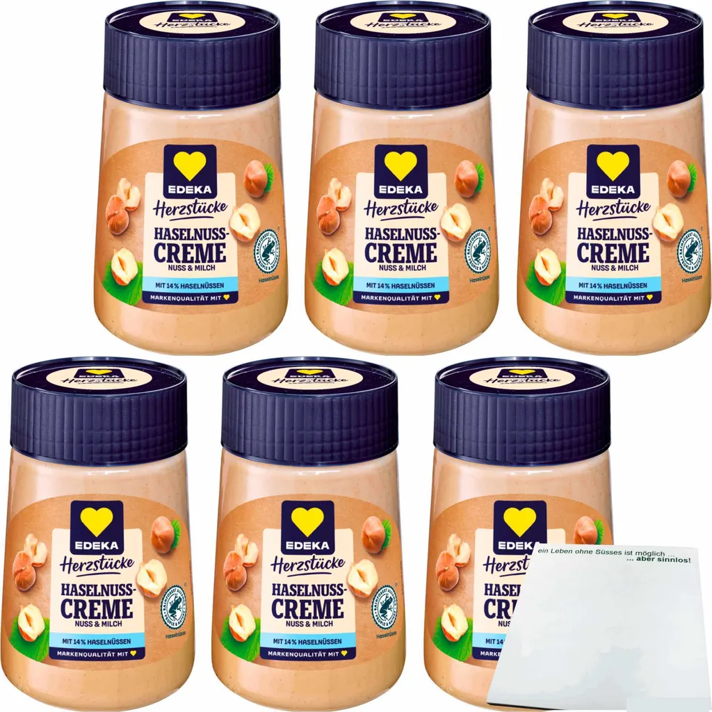 Haselnuss-Creme 6er Pack (6x400g Glas) + usy Block