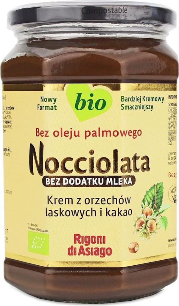 HASELNUSS-KAKAO-CREME OHNE MILCH, GLUTENFREI,650 g - RIGONI DI ASIAGO (NOCCIOLATA)