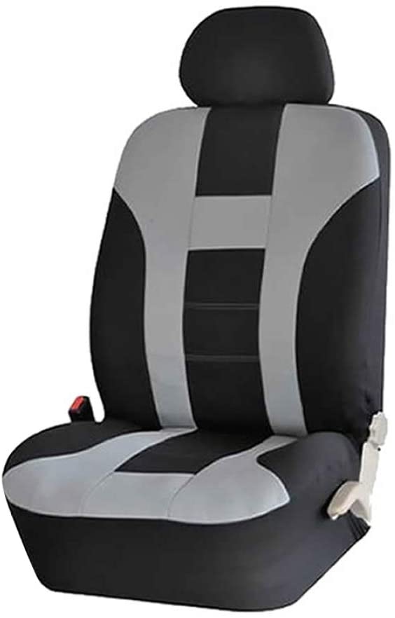 EGFheal Car Seat Covers Universal Fit Full Set Car Seat and Headrest Covers Protector Tyre Traces Car Accessories Interior Two Piece Set Grey and Black Single Seat
