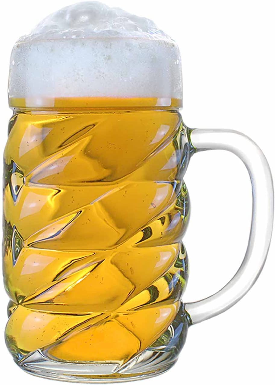 Stölzle Lausitz Diamond Beer Mug 1 L Beer Mug in Diamond Design I 1 Piece I Beer Mug with Handle I Traditional Beer Glass I Dishwasher Safe I High-Quality Jugs I Shatterproof