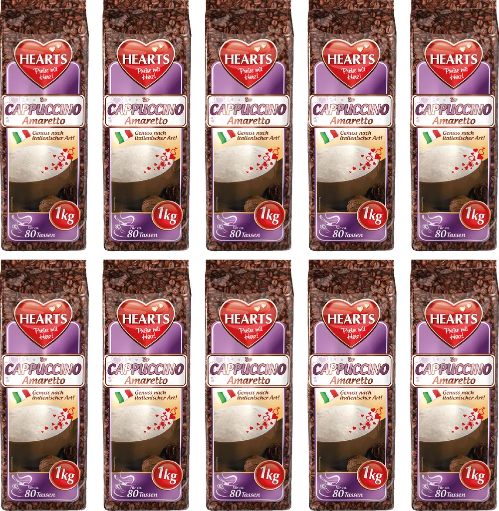 HEARTS Cappuccino Amaretto 10 x 1kg supply pack