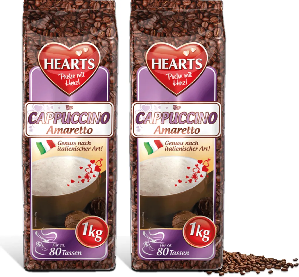 HEARTS Cappuccino Amaretto 2 x 1kg Kaffeespezialität