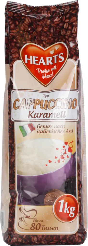 HEARTS Cappuccino Caramel 1kg instant coffee powder