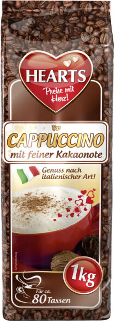 HEARTS Cappuccino with a subtle cocoa note 20 x 1kg - bulk pack for Christmas market