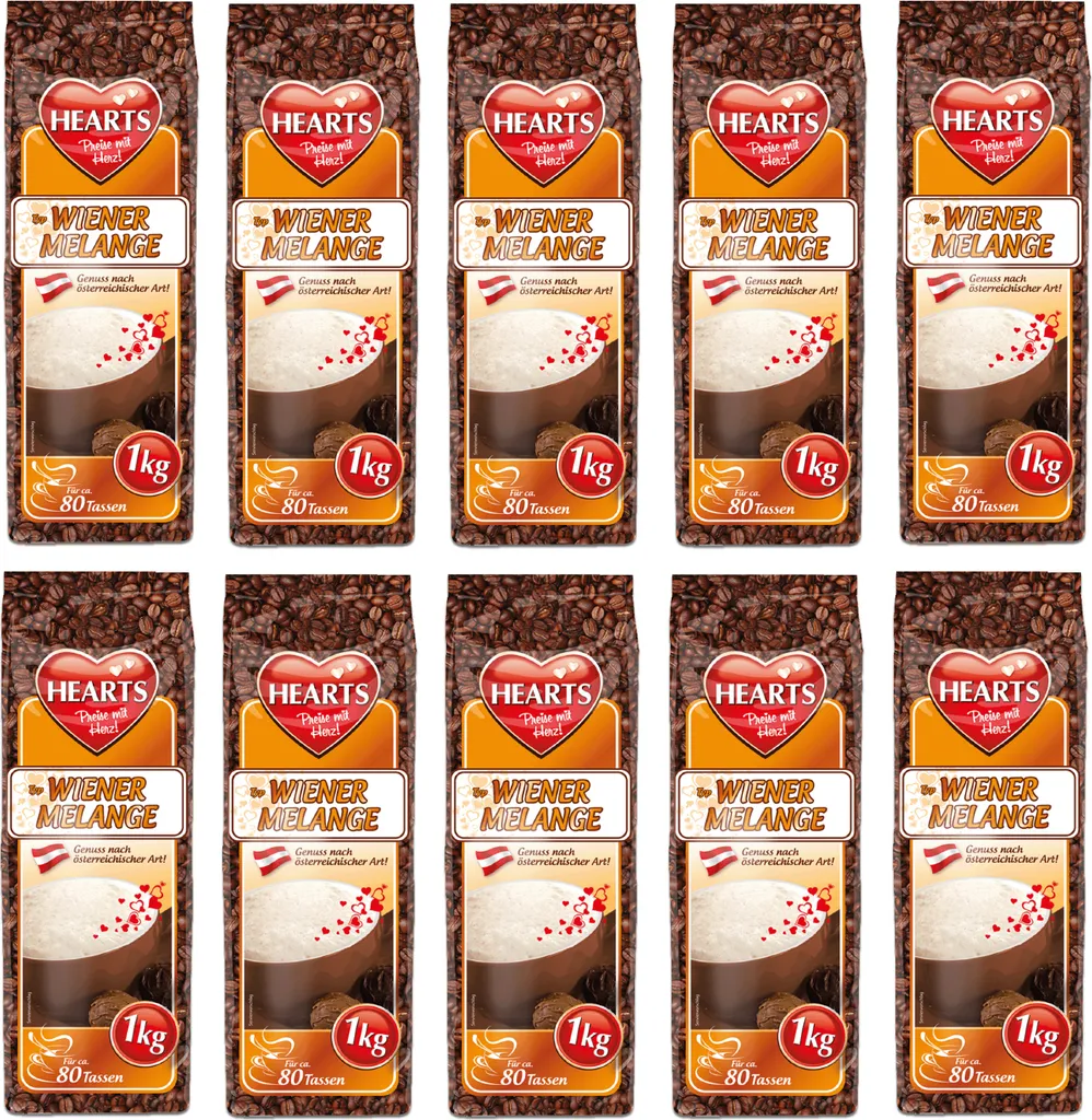 HEARTS Cappuccino Wiener Melange 10 x 1kg Vorratspackung