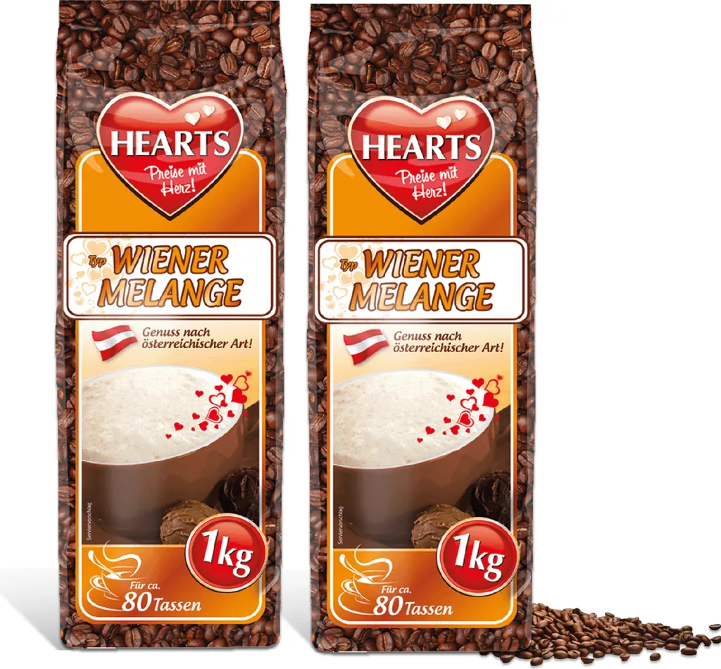 HEARTS Cappuccino Wiener Melange 2 x 1kg Kaffeespezialität