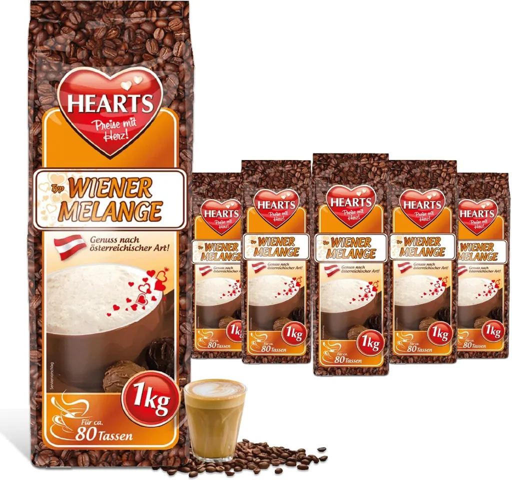 HEARTS Cappuccino Wiener Melange 5 x 1kg Großpackung
