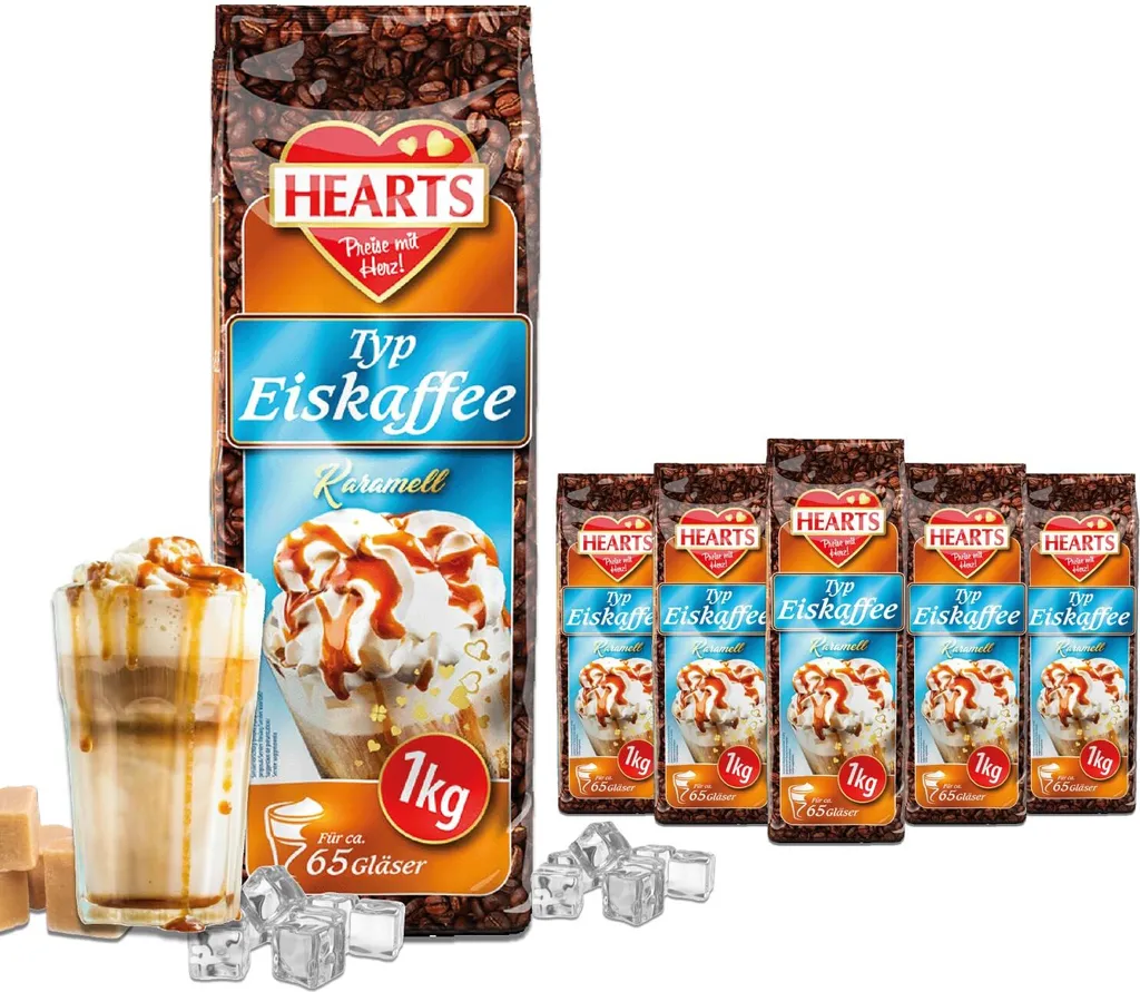 HEARTS Eiskaffee Karamell 5 x 1kg Großpackung für ganze Familie