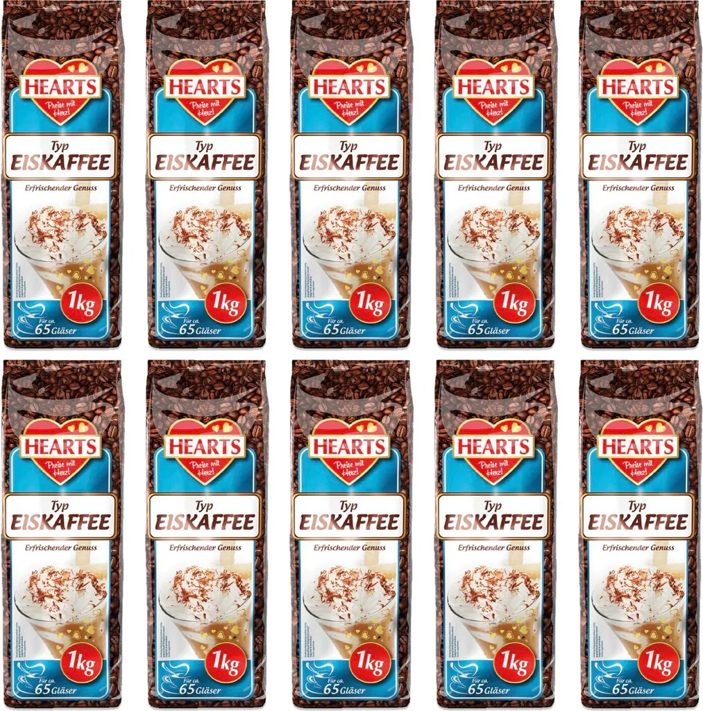 HEARTS Eiskaffee Pulver 20 x 1kg - Vorteilspack - Ice Coffee als Sommergetränk