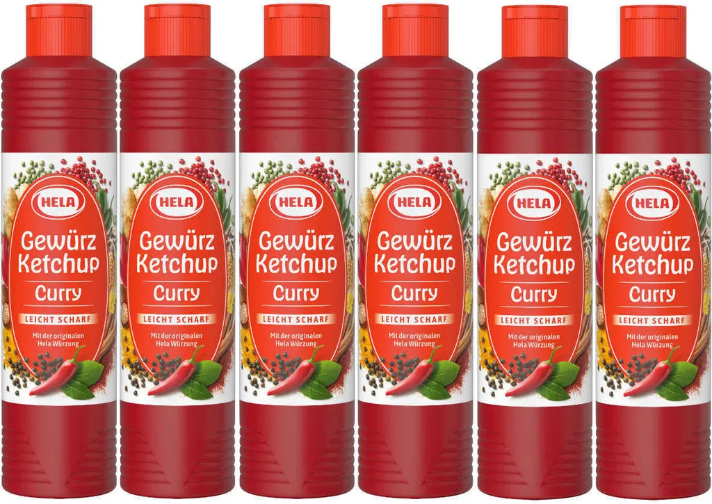 Hela Gewürz Ketchup Curry leicht scharf originale Würze 800ml 6er Pack