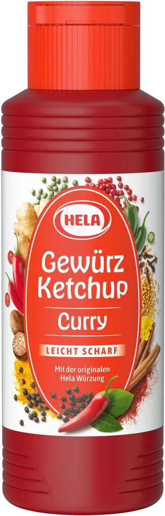 Hela Ketchup Curry leicht scharf Gewürzketchup 300 ml Flasche Ketchupflasche