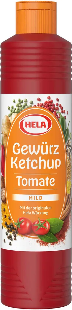 Hela Ketchup Tomate mild Gewürzketchup 800 ml Flasche Ketchupflasche