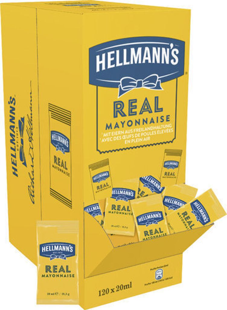 Hellmanns Real Mayonnaise für Saucen Dips Portionspackungen 120x20ml
