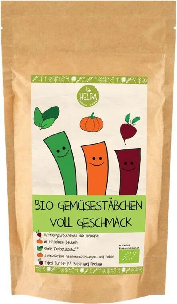 HELPA Gemüsestäbchen voll Geschmack – Rote Bete – Spinat – Kürbis – Gefriergetrocknetes Gemüse