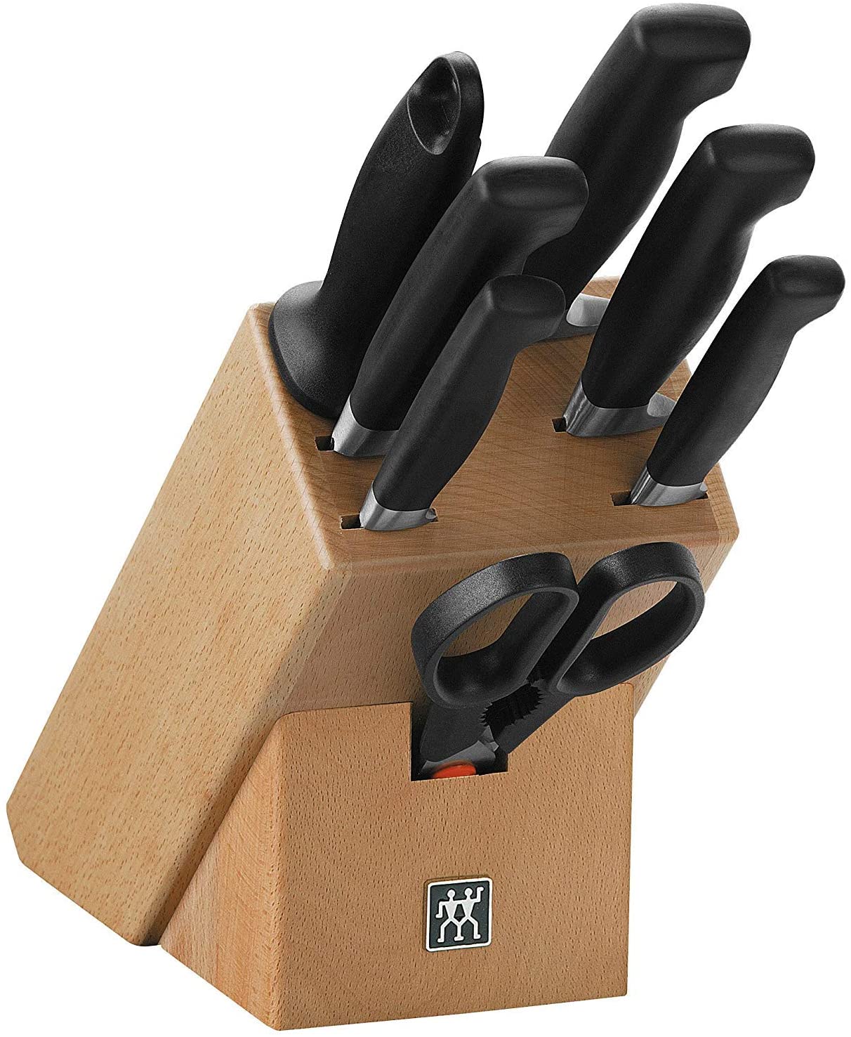 Zwilling, 35140-000-0 Four star knife block, FRIODUR ice-hardened, with sharpening steel and scissors, 8 pieces, light brown