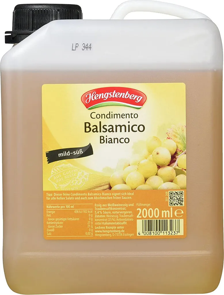 Hengstenberg Balsamic Vinegar Bianco vegan gluten-free in a 2000ml canister
