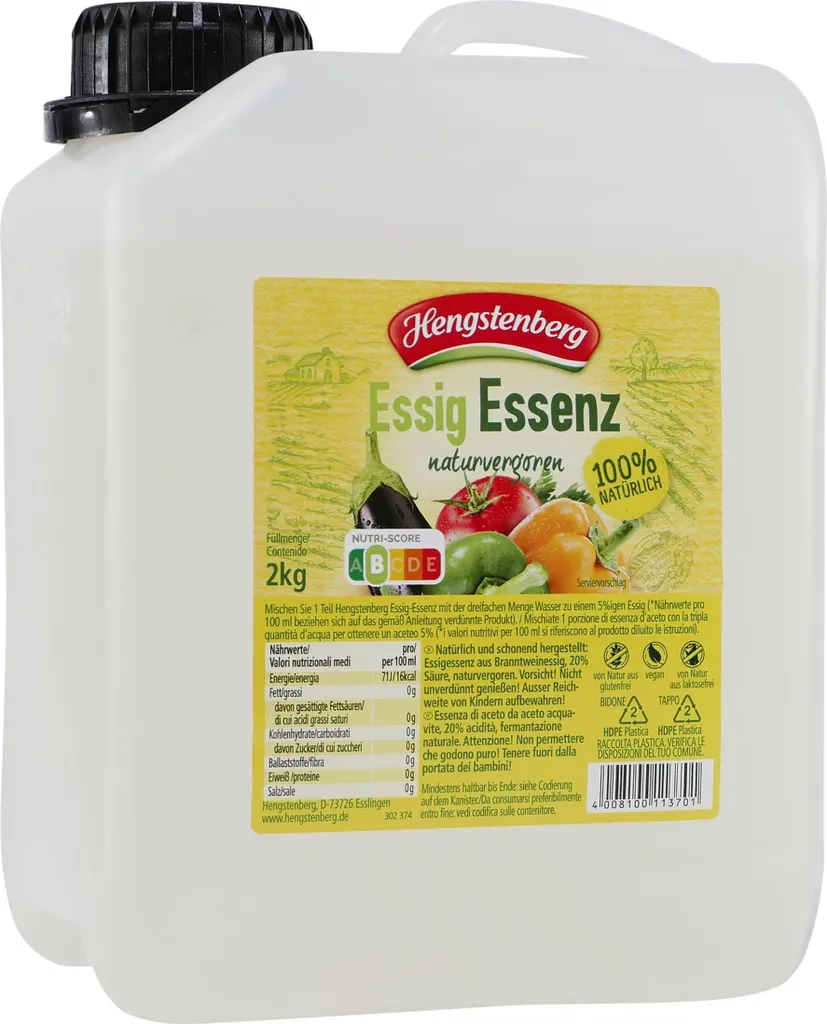 Hengstenberg Vinegar Essence naturally fermented 20 percent acidity 2000 ml