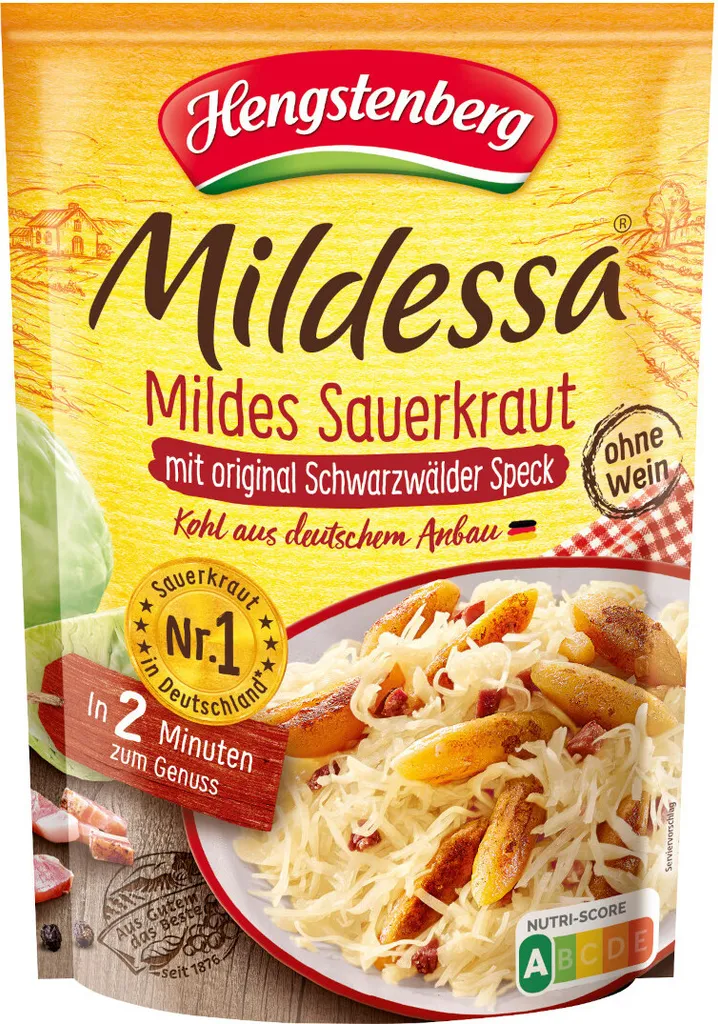 Hengstenberg Mildessa mild sauerkraut with bacon bag 400g