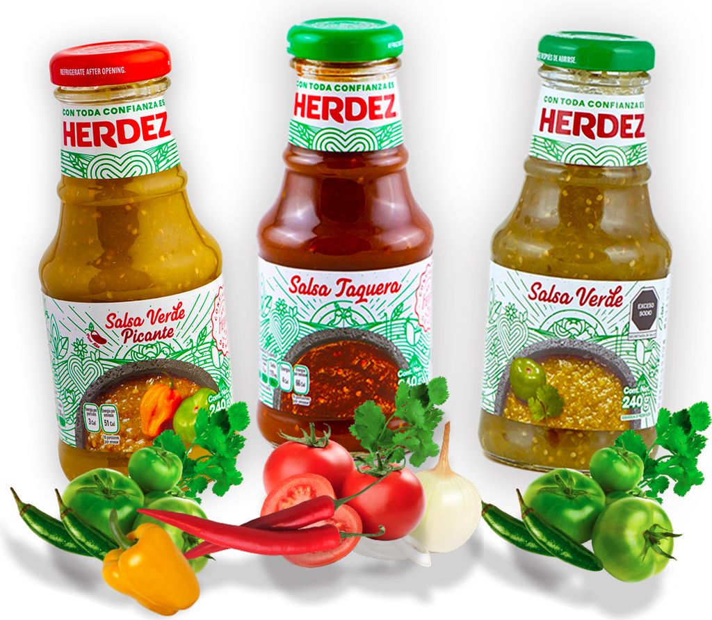 HERDEZ Sauce Set - Salsa Verde, Salsa Guacamole and Salsa Verde Spicy 240 g each - Green Sauce and Guacamole Sauce Sampler Set (Pack of 3)