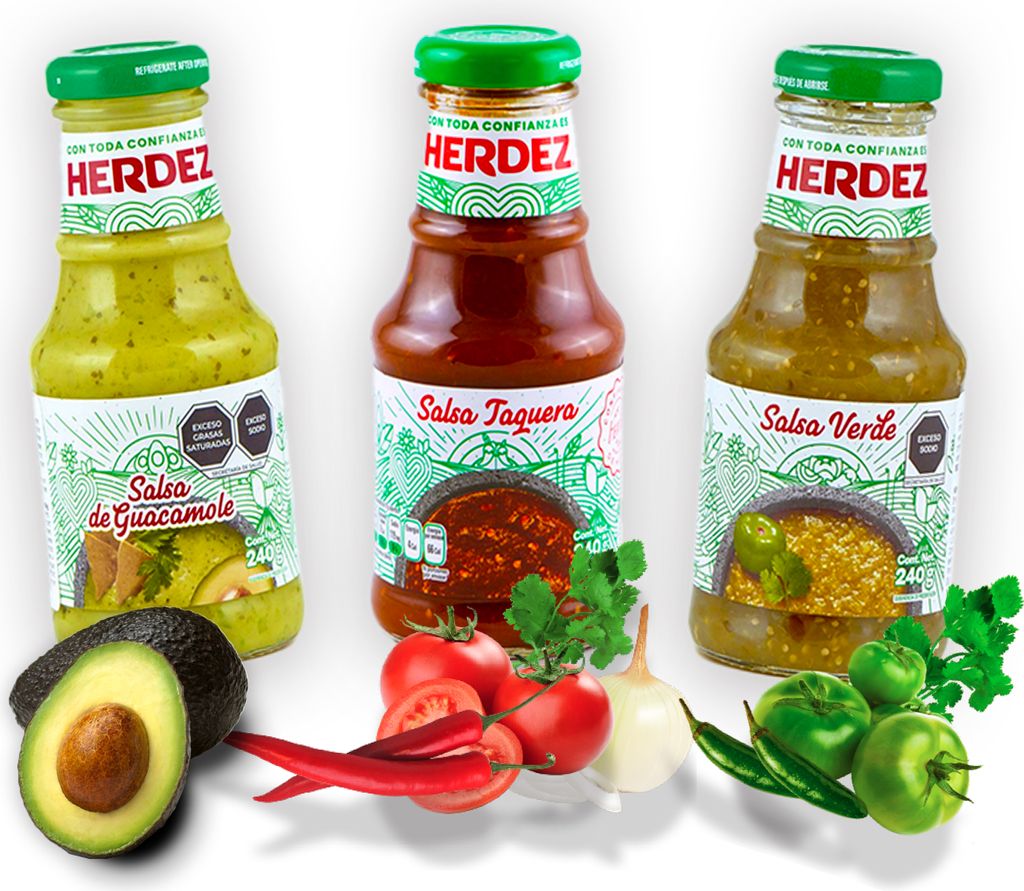 HERDEZ Sauce Set - Salsa Verde, Salsa Guacamole and Taquera 240 g each - Green Sauce, Guacamole and Tomato Sauce Sampler Set (Pack of 3)