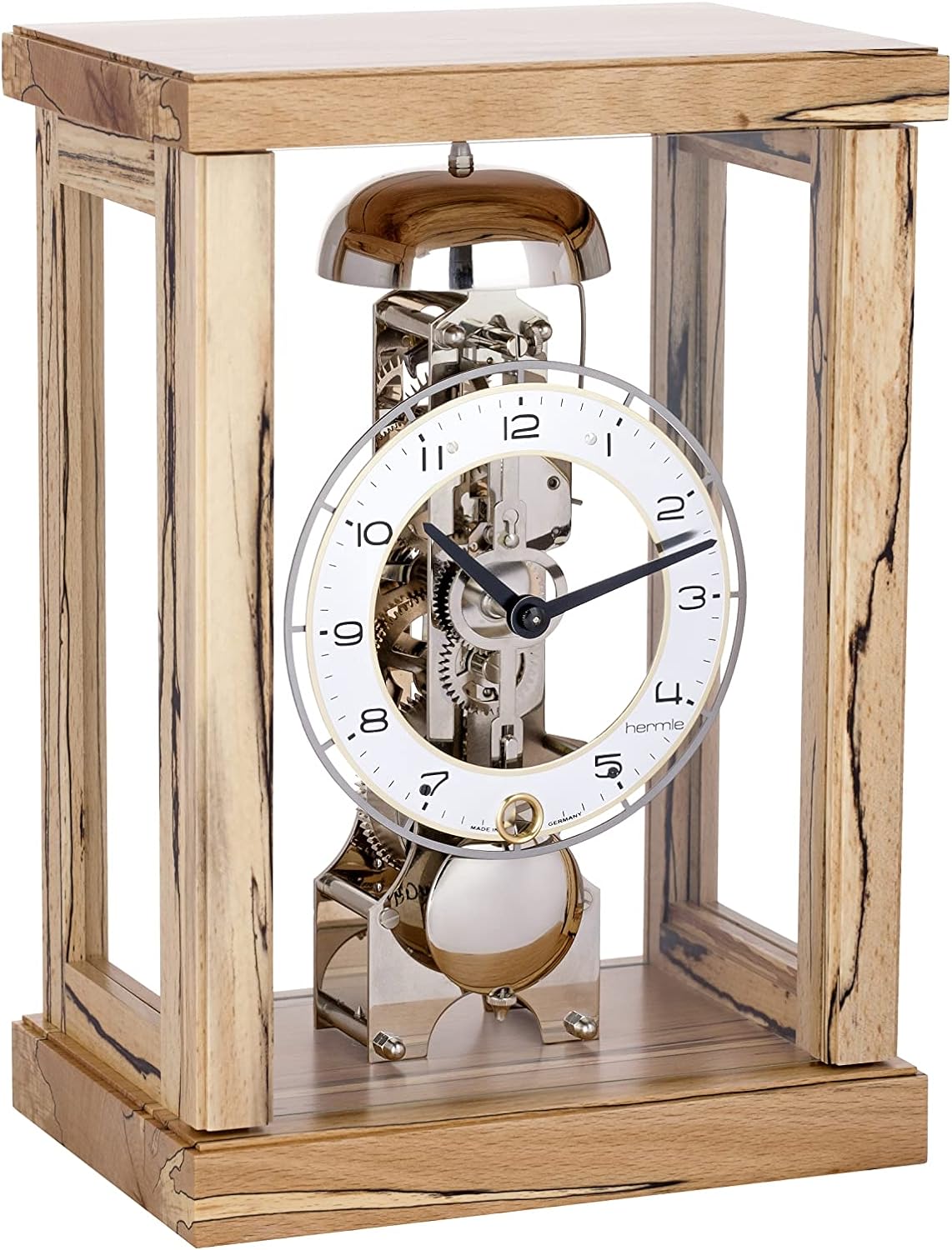 Hermle Modern table clock in puristic design made of solid ice beech with 14 days of use