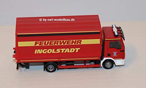 Herpa Miniaturmodelle GmbH Herpa 094221 Man TGL Tarpaulin Truck with Boot Panel Ingolstadt Fire Brigad