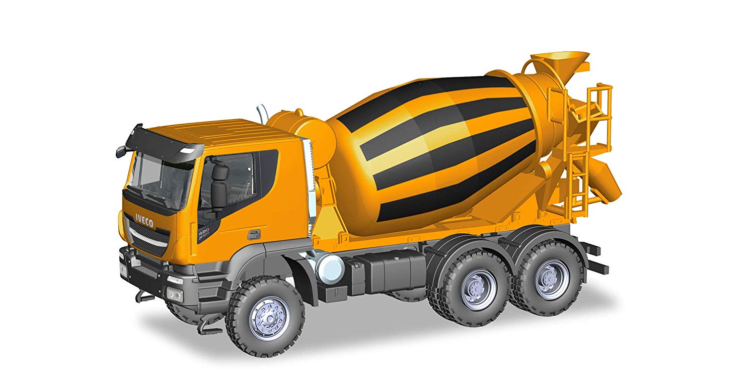 Herpa Miniaturmodelle GmbH Herpa Iveco Trakker 310000 Concrete Mixer Truck, Orange, Multicoloured