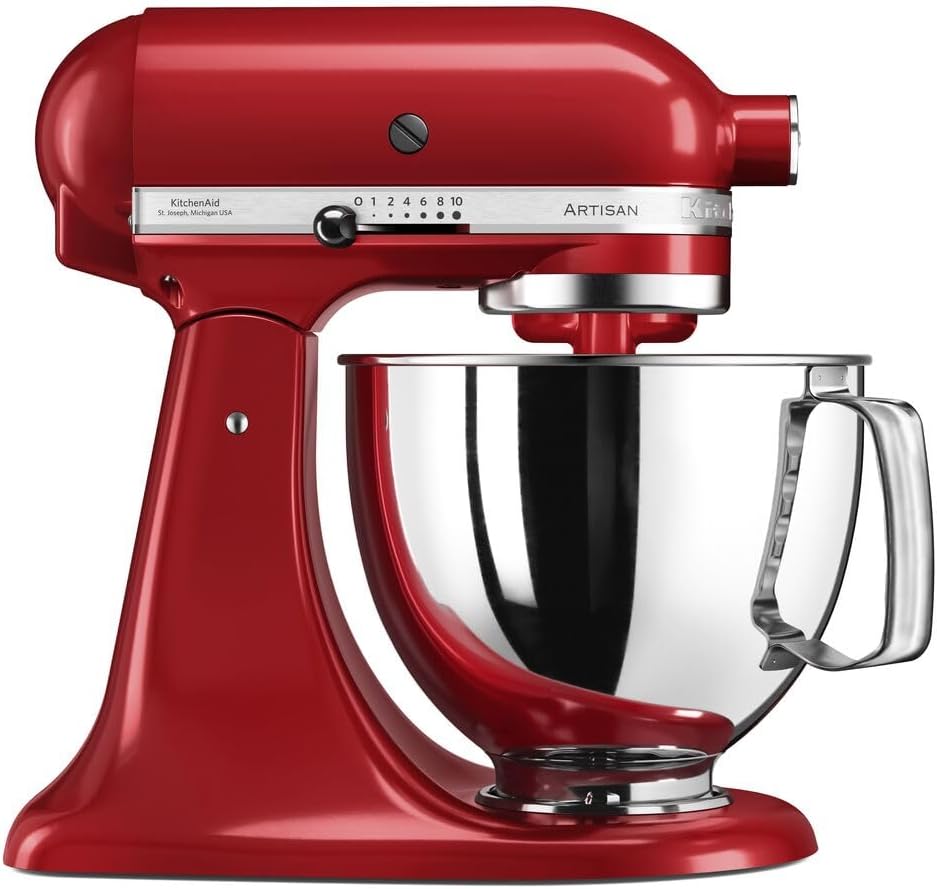 KitchenAid Artisan Food Processor, Tilting Food Processor, Dough Kneading Machine with 4 Accessories, Stainless Steel Bowl, 4.8 L, Empire Red