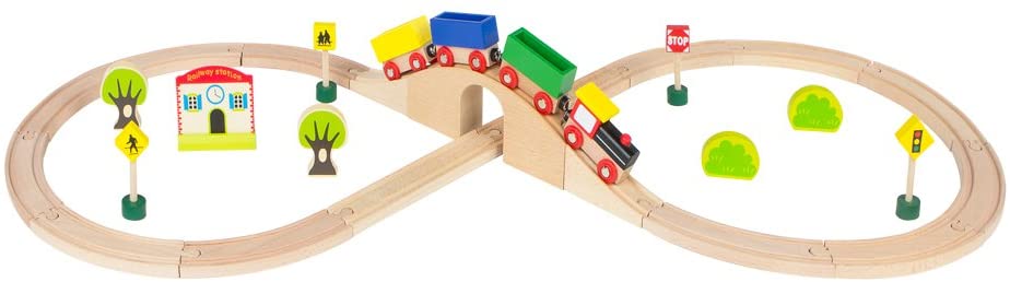 Wooden Train Set 30 Pieces (Color Baby 43629)