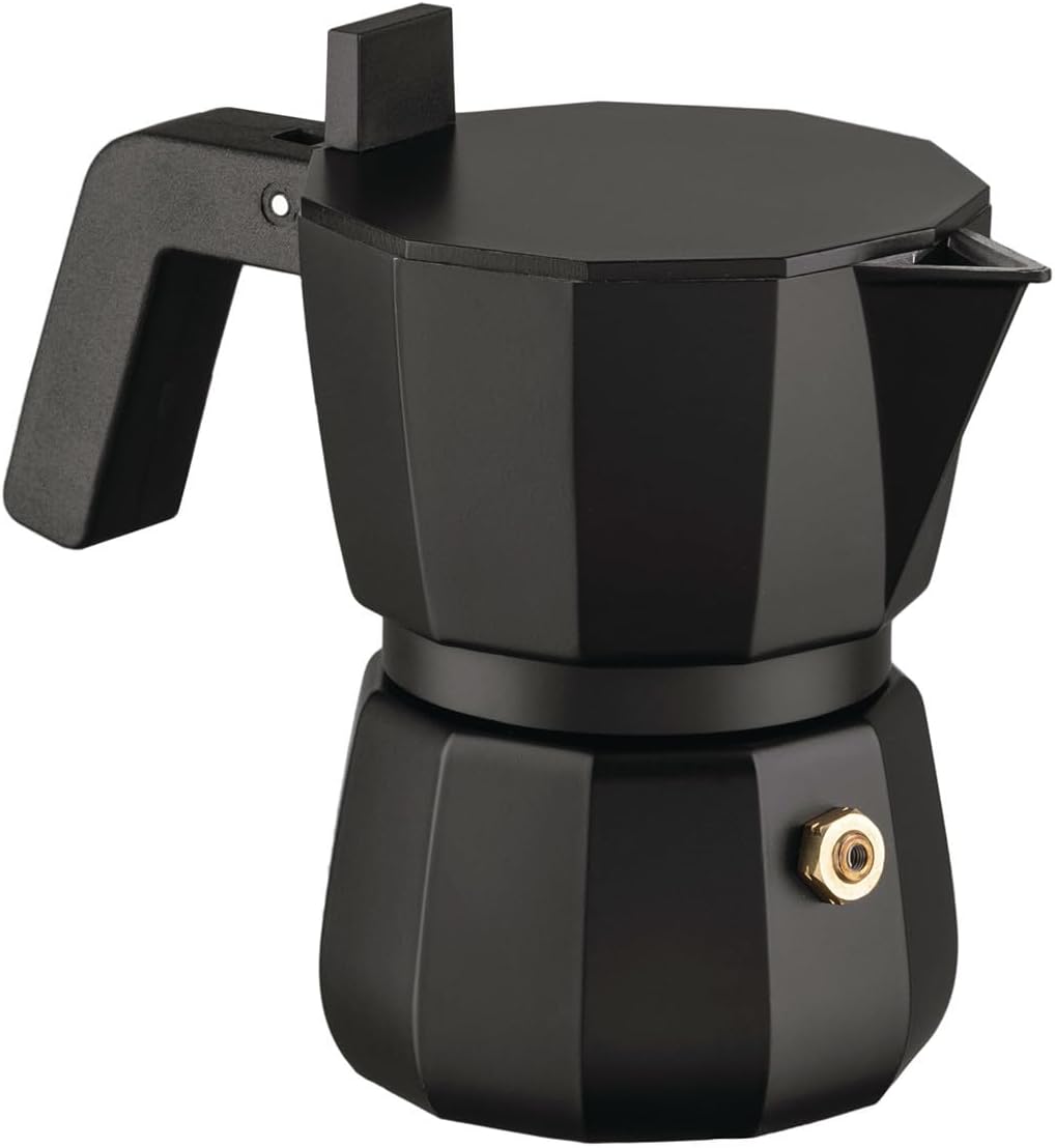 Alessi Moka DC06/1 B Design Espresso Maker Cast Aluminum Handle and Knob Pa Black 1 Cup