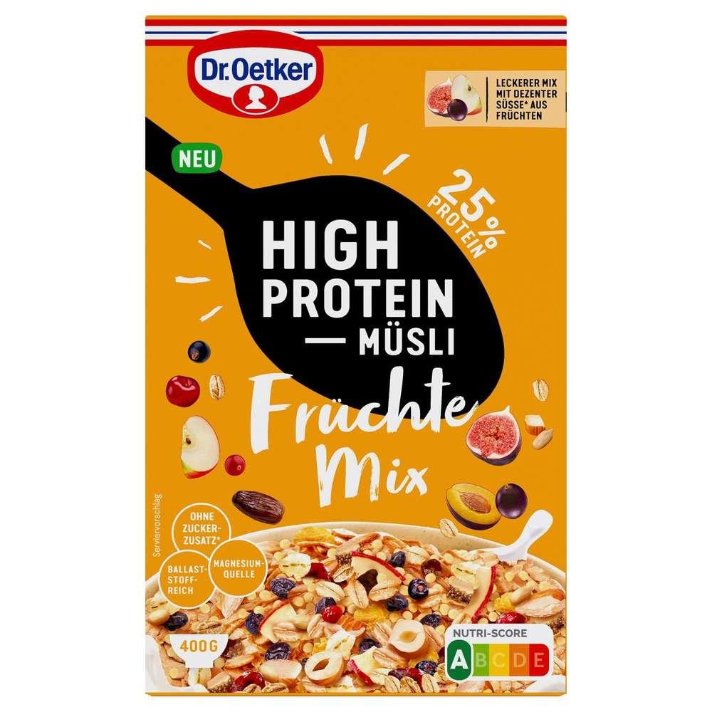 High protein muesli, fruit mix