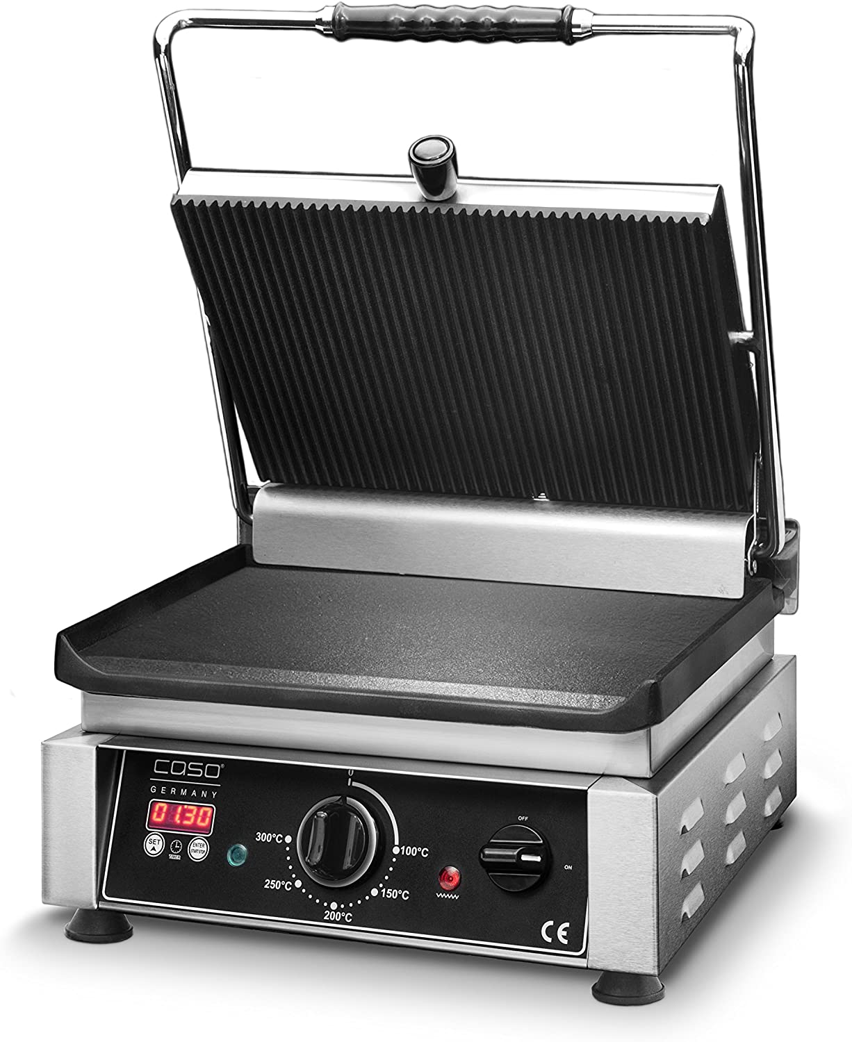Caso Professional Gourmet Grill - Double Contact Grill with 2500 Watt Grooved / Smooth Cooking Surface