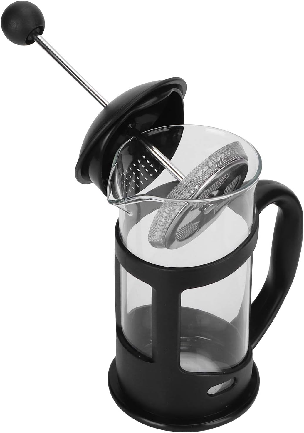 OPPWONG French Press Coffee Machine, Black Borosilicate Glass, High Temperature French Press Coffee Machine with Filter for Living Room, Office, Home Use (350 ml)
