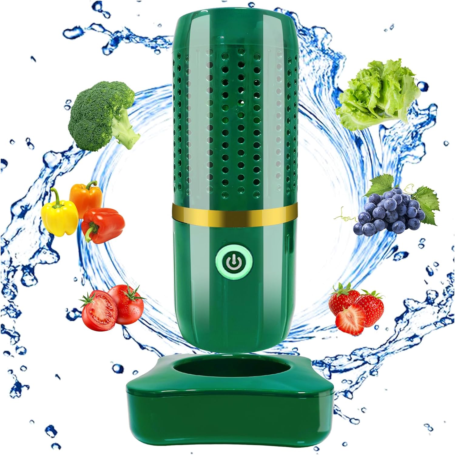 TOGETDREAM Fruit Vegetable Washing Machine, Rechargeable Cleaning Machine for Vegetables and Fruits, Portable Household Mini Food Cleaner for Meat Seafood (Vert)