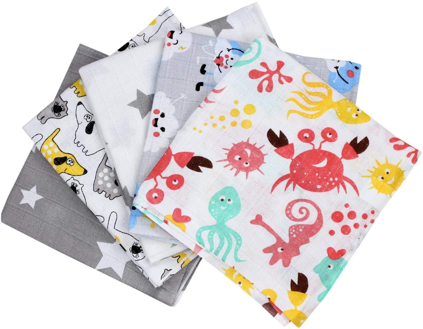 TupTam Baby Muslin Nappies Burp Cloths 70 x 80 cm Pack of 5 / 10 Colour Boy 5 Number of Pieces